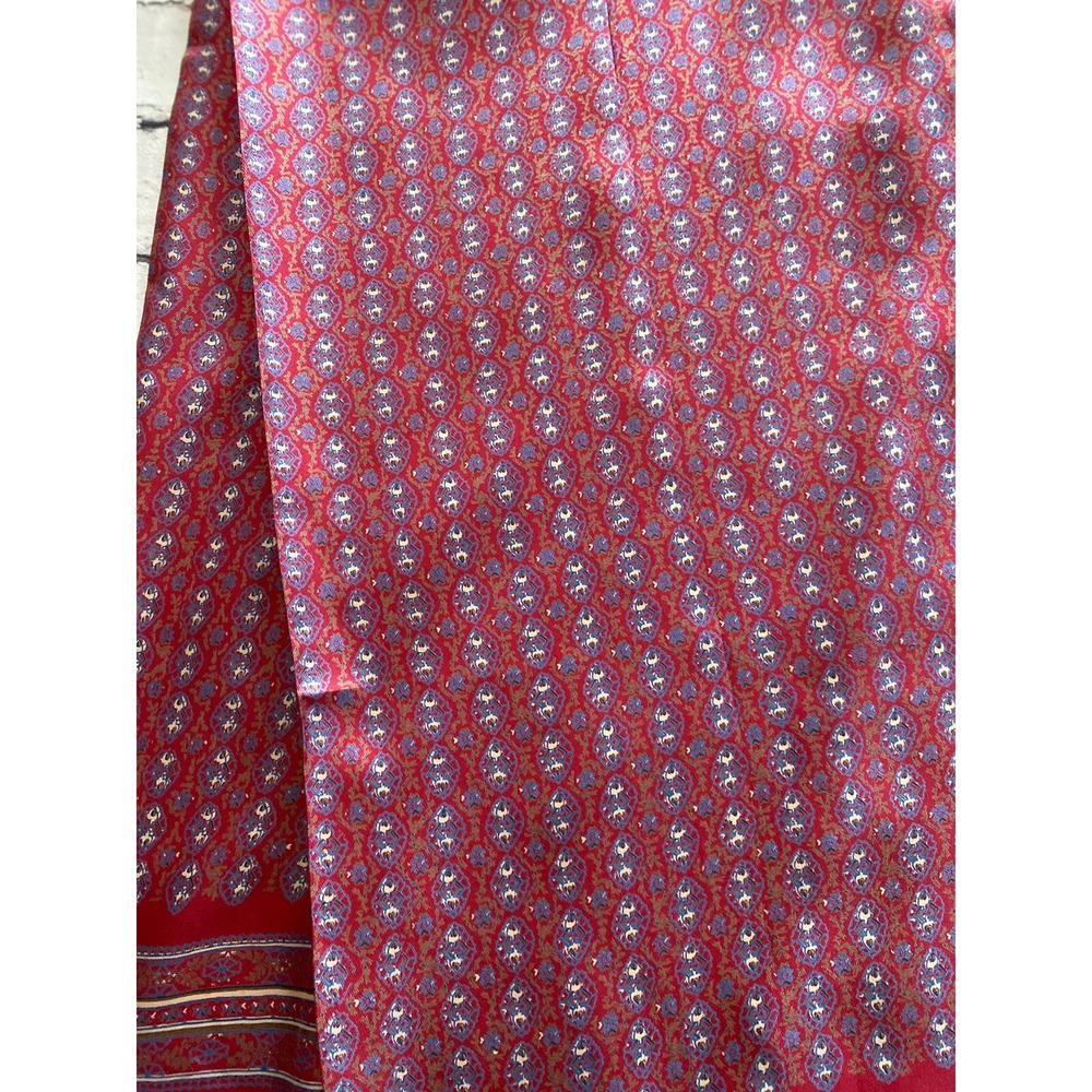 Japanese 100% Silk Fringe Vintage Red White Blue Rectangular Scarf 12"x45" NWOT - Picture 12 of 16
